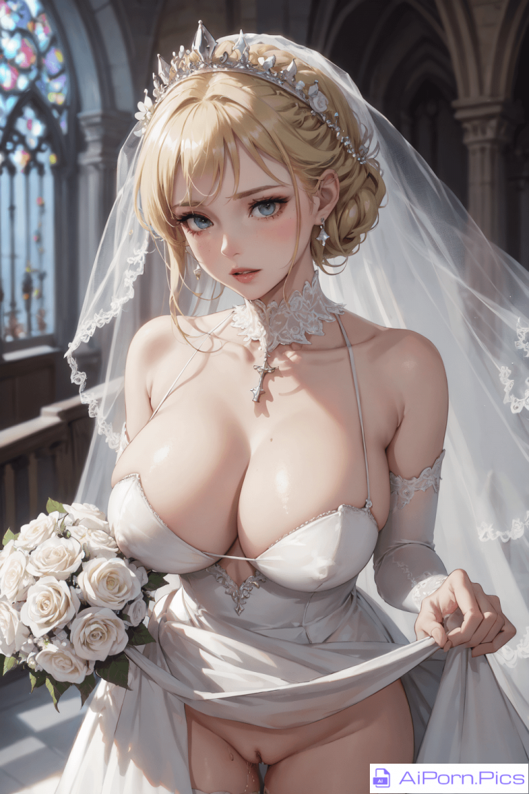 Radiant and wet bride can't hold it