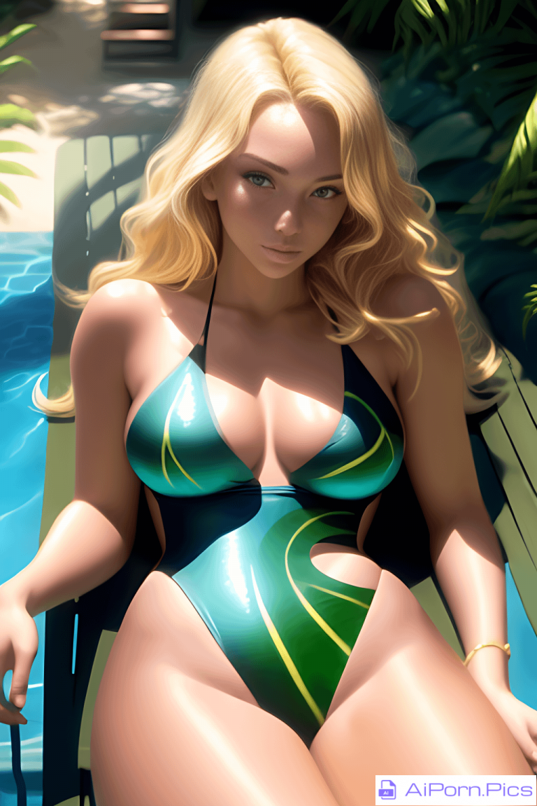 Curvy blonde in swimsuit