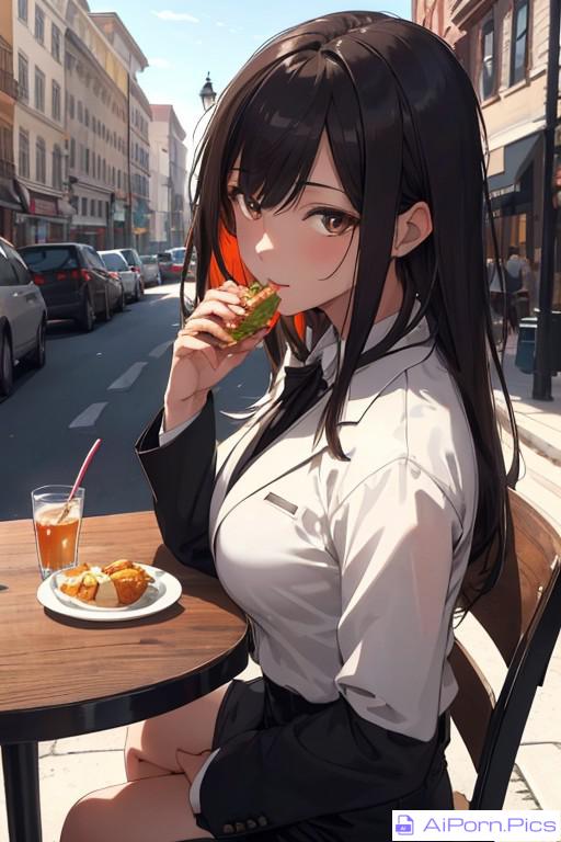 Naughty girl eating in public