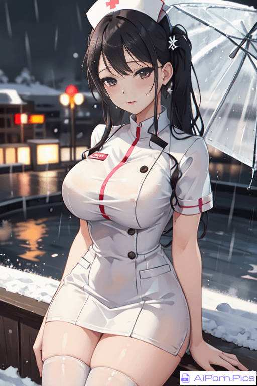 Nurse in the rain