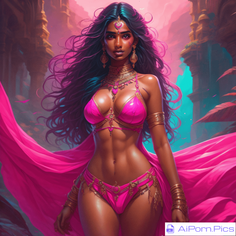 Indian Princess in a hot pink bikini