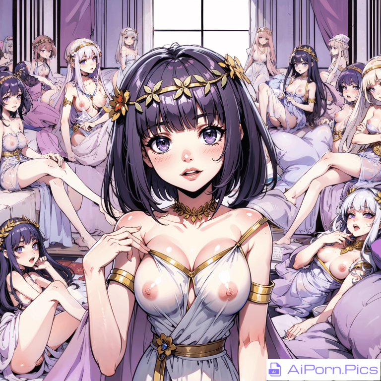 Girls welcoming their master back to the harem