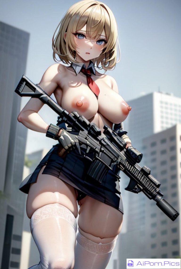 Giantess with big guns