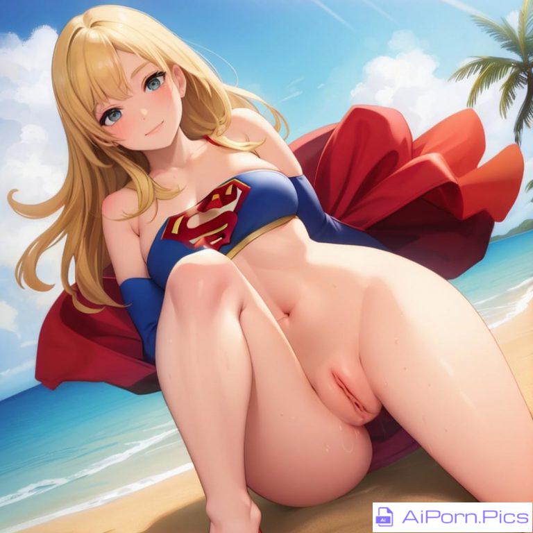 Supergirl flashing her pussy at the beach (WuKaiTian)