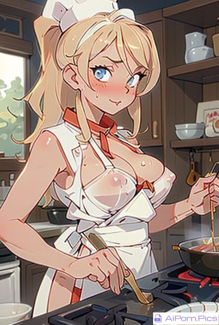 Sexy blonde chef