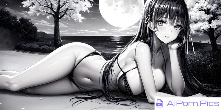 Suzune horikita Manga illustration: laying on beach