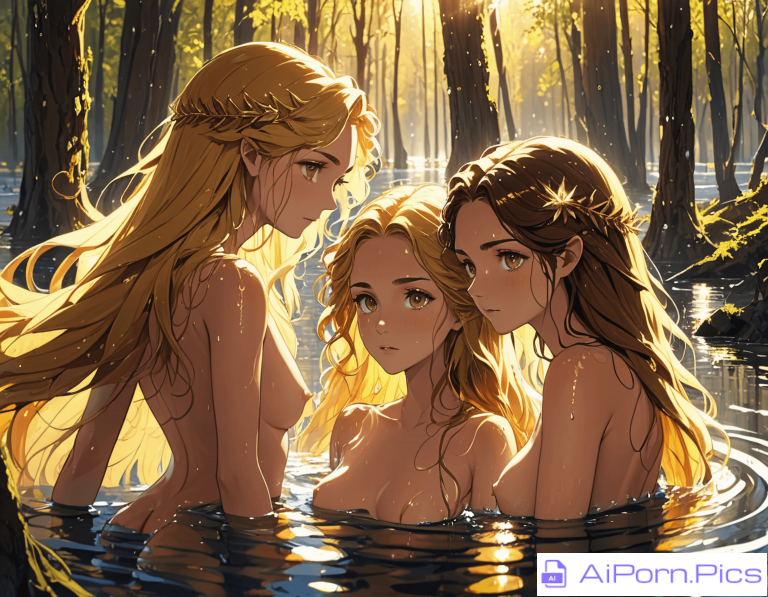 3 nymphs in the water