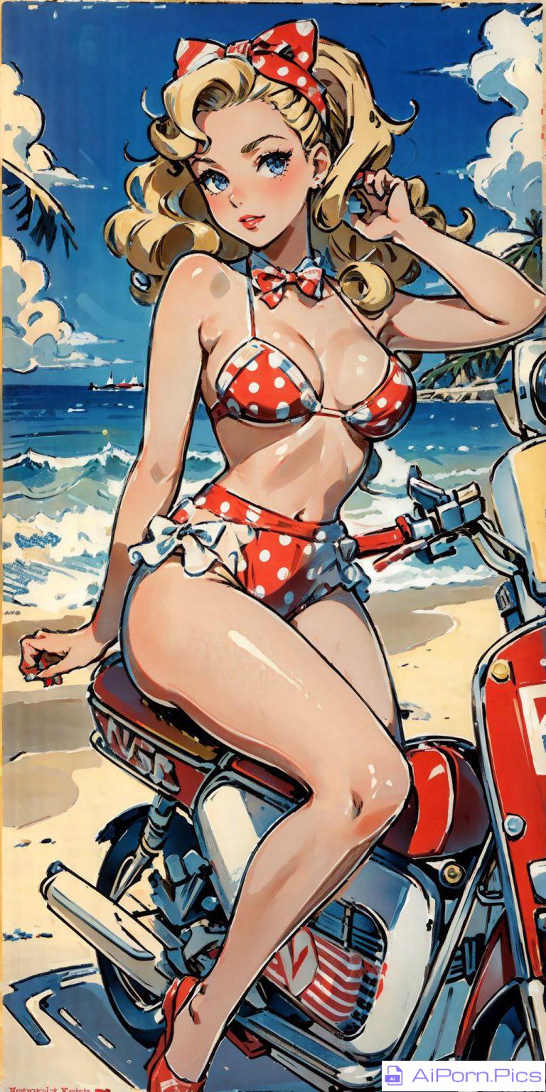 Vintage Girl at the Beach