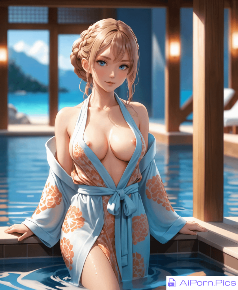 Exposed Breast in Bathhouse