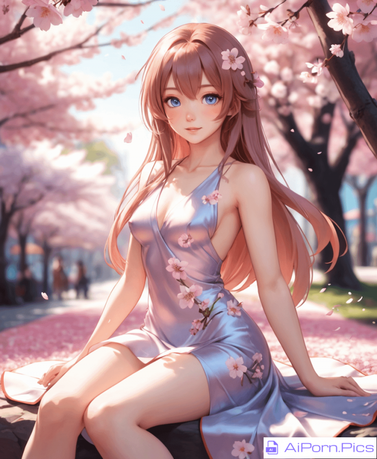 Sitting around Sakura Petals, Cherry Blossom