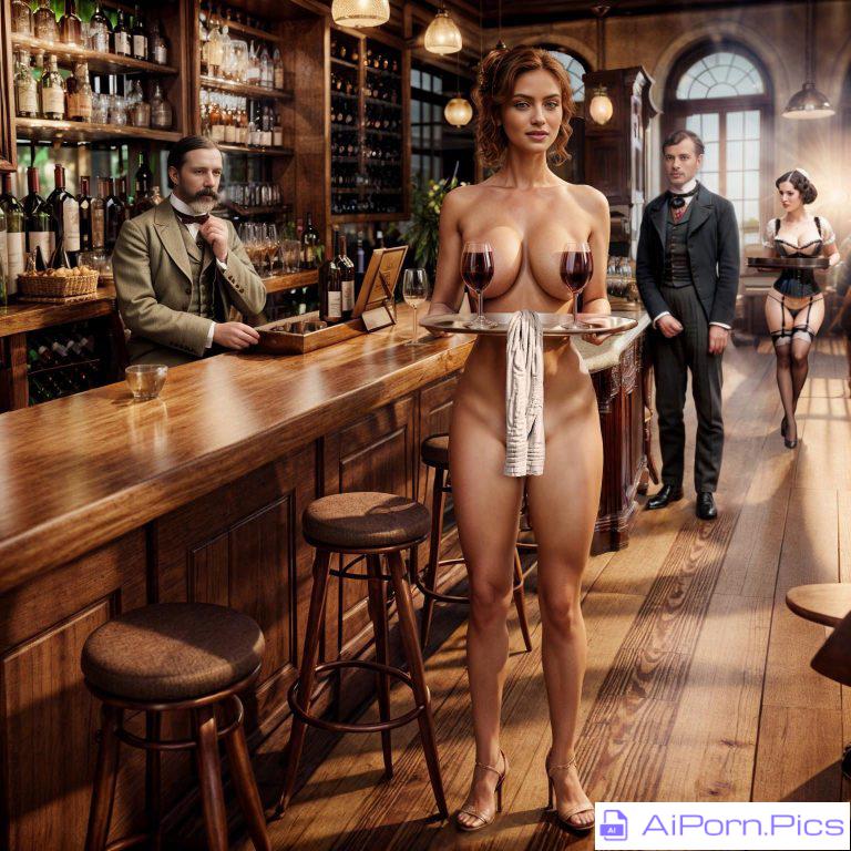 Portrait of an involuntarily modest saloon waitress