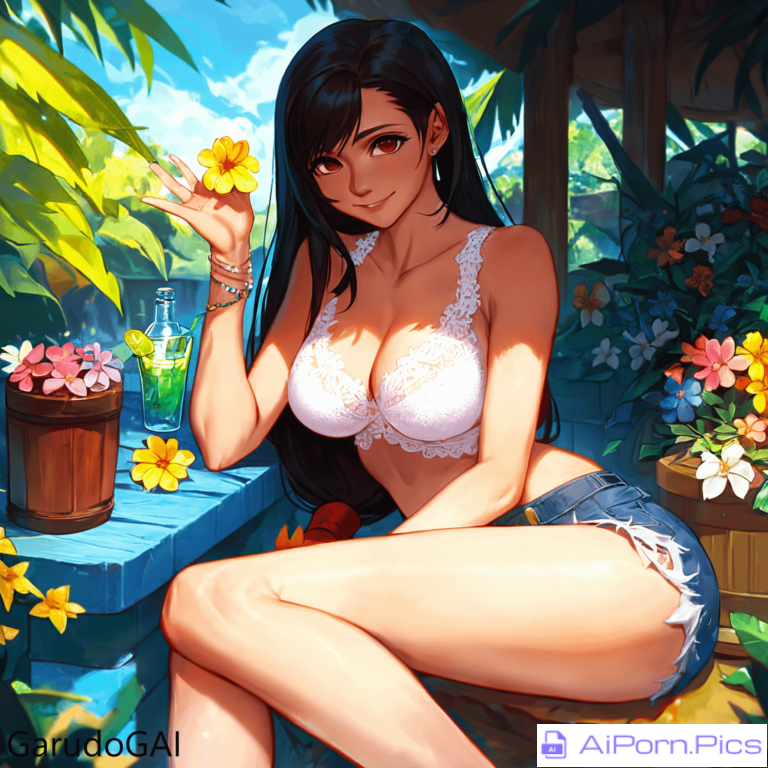 Tifa Resting In Flowers