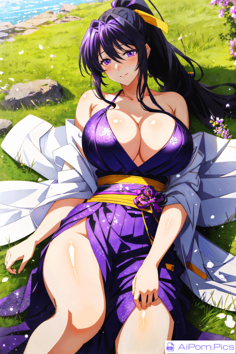 Akeno pulling up her dress [High School DxD]