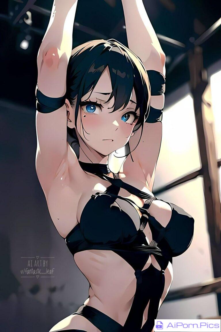 Blue Eyed Bondage Beauty (AI Art by u/fantastic_leaf)