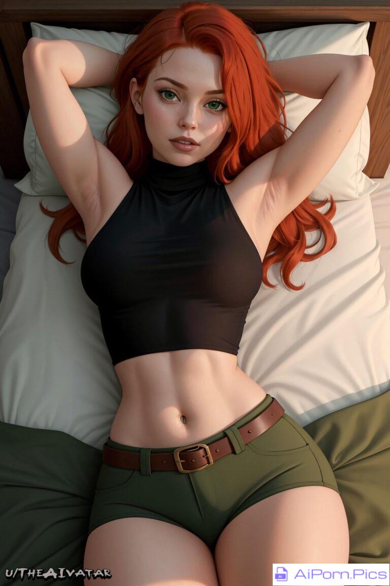 Kim Possible relaxing on bed (TheAIvatar)