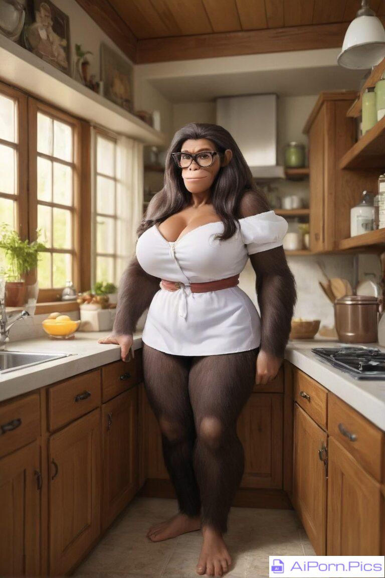 You woke up in parallel universe, where all people are actually apes. This is your gf you found in the kitchen. What do you do?