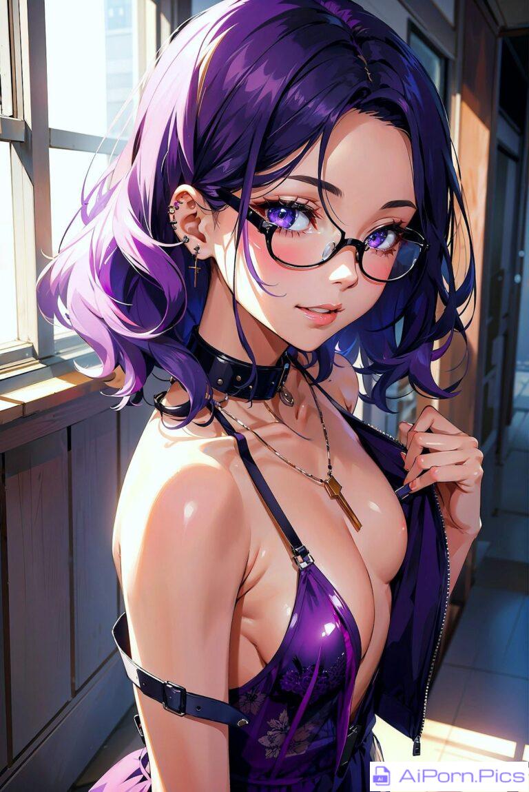 Purple eyes waifu waiting for her boss