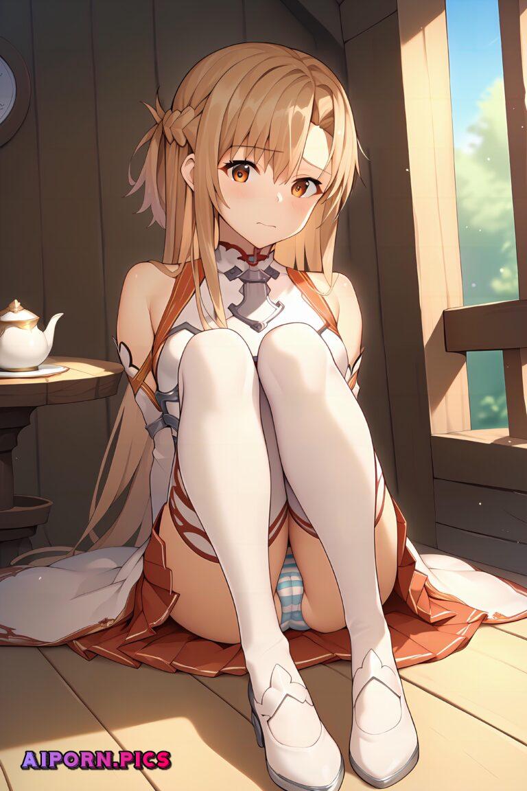 Embarrassed Asuna teasing panties!