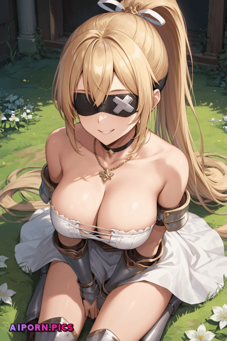 Blonde girl with eye patch